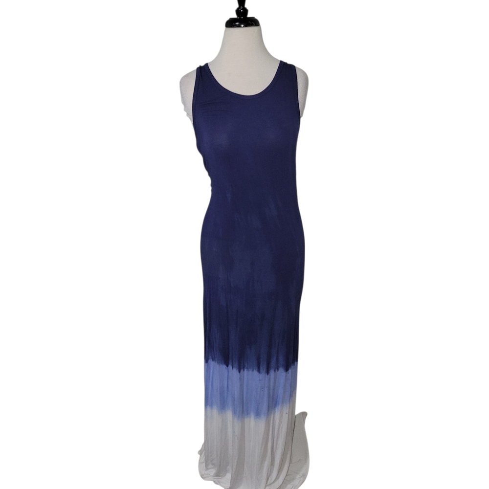 NWOT Go Couture Navy and White Gradient Maxi Dress SZ L